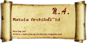 Matula Archibáld névjegykártya
